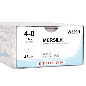 오픈메디칼에치콘 멸균 봉합사 블랙실크(MERSILK) W329H (4/0 19mm 3/8c cut 45cm 36p) 비흡수성