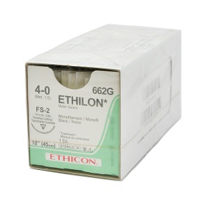 오픈메디칼에치콘 봉합사 나일론 에치론 ETHILON 662G (4/0 19mm 3/8c cut 45cm 12p블랙)