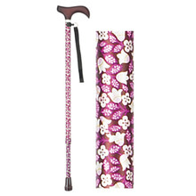 오픈메디칼뉴플라워 스몰핸드 조절식 지팡이 AS-10KF 보라꽃무늬 노인 실버 지팡이