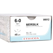 오픈메디칼에치콘 멸균 봉합사 블랙실크(MERSILK) W812 (6/0 11mm 3/8c cut 45cm 12p) 비흡수성