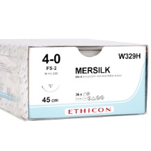 오픈메디칼에치콘 멸균 봉합사 블랙실크(MERSILK) W329H (4/0 19mm 3/8c cut 45cm 36p) 비흡수성