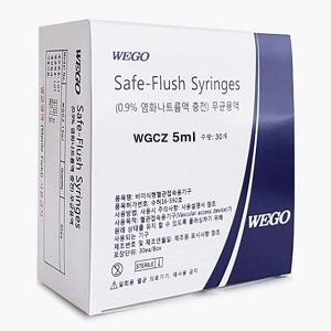 오픈메디칼위고 일회용 멸균 식염수 주사기 5cc 30개입 5ml Safe-Flush Syringe