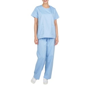 오픈메디칼금성 라운드넥 수술내의 여성용 하늘색 상하의세트 KSO-008 병원 수술복 유니폼