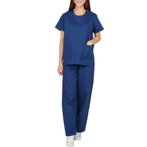 오픈메디칼금성 라운드넥 수술내의 여성용 청색 상하의세트 KSO-009 병원 수술복 유니폼