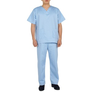 오픈메디칼금성 V넥 수술내의 남성용 하늘색 상하의세트 KSO-005 병원 수술복 유니폼